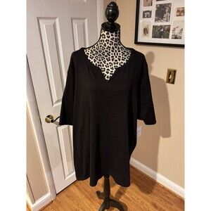Croft & Barrow Size Plus,Elbow Sleeve Tee Top size 3X 100% cotton New Black